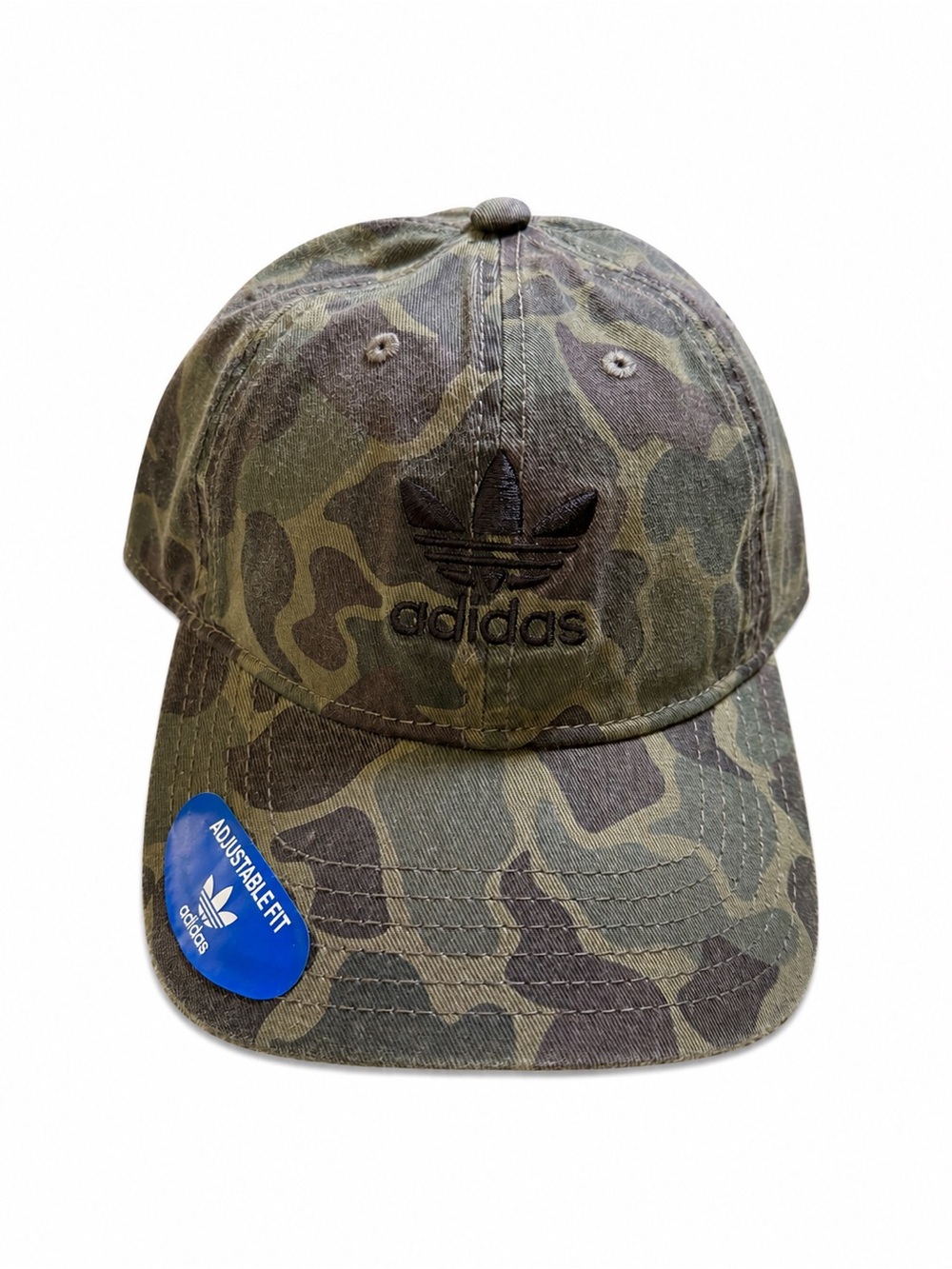 adidas Originals Olive Cargo Green Relaxed Camo Strapback Hat - Men’s Size OSFM